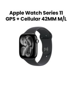 Apple Watch Series 11 GPS + Cellular 42mm Jet Black Aluminium Case with Black Sport Band M/L | MF854AF/A