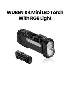 Wuben X4 Mini LED Torch with RGB Light, Rechargeable 1500 Lumens | Black | X4