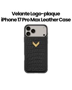 Velante Logo-Plaque Crocodile Pattern Leather iPhone 17 Pro Max Phone Case – Black | 32084546
