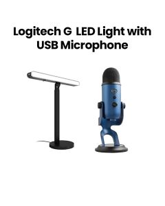 Logitech G Litra Beam LX Dual-Sided RGB LED Streaming Light + Blue Yeti USB Gaming Microphone Bundle Blue