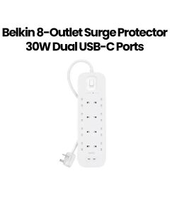 Belkin 8-Outlet Surge Protector 30W Dual USB-C Ports (2 m Cord) | White | SRB004AR2M