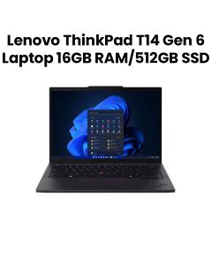 Lenovo ThinkPad T14 Gen 6 Laptop (Core Ultra 5, 16GB RAM, 512GB SSD, 14", Windows 11 Pro) | Black | 21QC001JGR