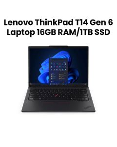Lenovo ThinkPad T14 Gen 6 Laptop (Core Ultra 7, 16GB RAM, 1TB SSD, 14", Windows 11 Pro) | Black | 21QC001NGR