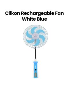 Clikon Rechargeable Fan 16″ – White with Blue |CK2056