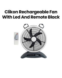 Clikon Rechargeable Fan with LED & Remote 7000mAh – Black |CK2025-BLK