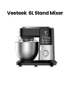 Veeteek 6L Stand Mixer 1000W Stainless Steel Bowl – Black | KM6003B-CB