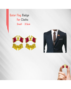 Jumbo Print Qatar Flag Badge Twin Pack For Clothes - Gold