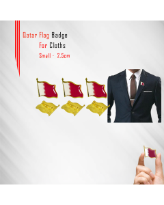 Jumbo Print Qatar Flag Badge Single For Clothes - Gold