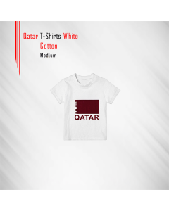 Jumbo Print White T-Shirt With Qatar Flag - White (Medium)