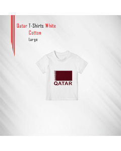 Jumbo Print White T-Shirt With Qatar Flag - White (Large)