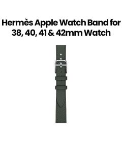 Hermès Apple Watch Band 42mm for 38, 40, 41 & 42mm Watch Cases | Vert Mangrove | Attelage | Single Tour