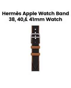 Hermès Apple Watch Band 42mm for 38/40/41mm Cases – Noir/Gold | Twill Jump Attelage Single Tour