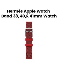 Hermès Apple Watch Band 42mm for 38/40/41mm Cases – Rouge Grenat/Vermillon|Twill Jump Attelage Single Tour