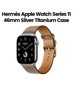 Hermès Apple Watch Series 11 46mm Silver Titanium Case | Etoupe Single Tour