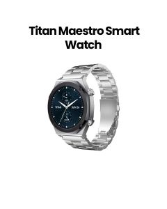 Titan Maestro Smart Watch 1.43″ AMOLED Stainless Steel AOD Extra Strap – Silver | 90208KM01