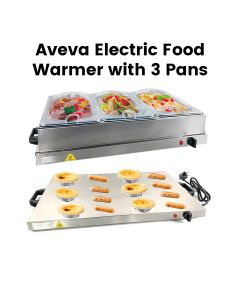 Aveva Electric Food Warmer with 3 Pans, Silver | AV-DFW-3P