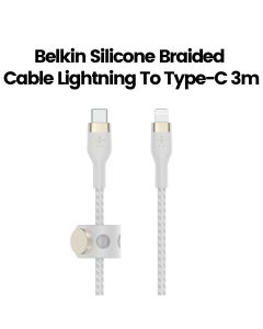 Belkin Silicone Braided Cable Lightning to USB-C 3 m | White | CAA011BT3MWH
