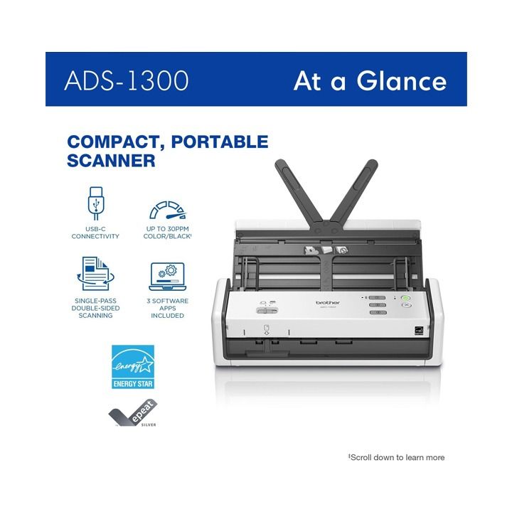 Brother Compact Desktop Scanner For Easy Scanning | ADS-1300