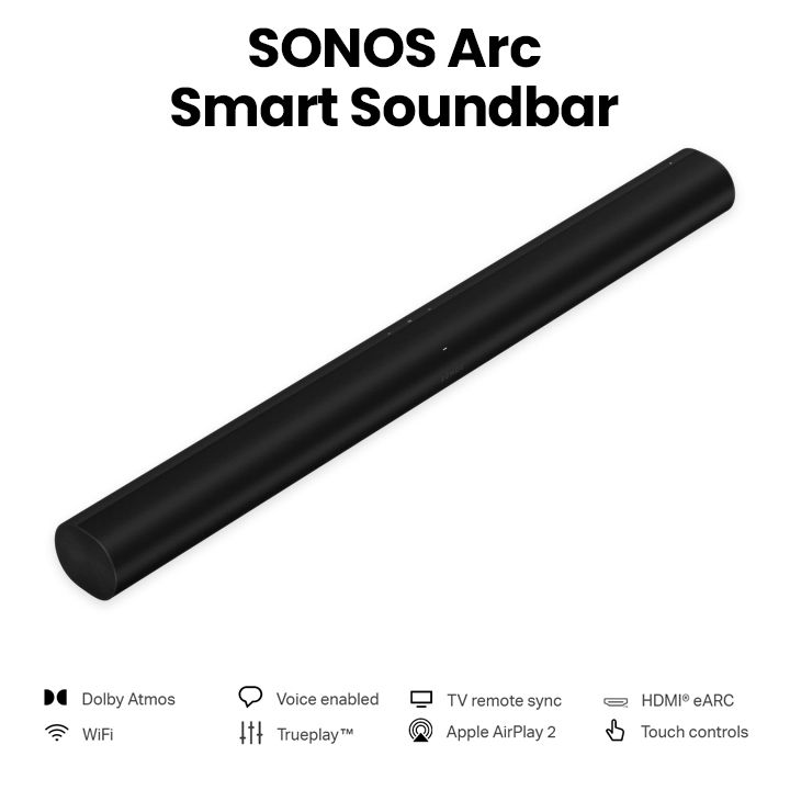 Sonos Wifi Enabled Soundbar Sonos Arc (Black) Powered Sound Bar