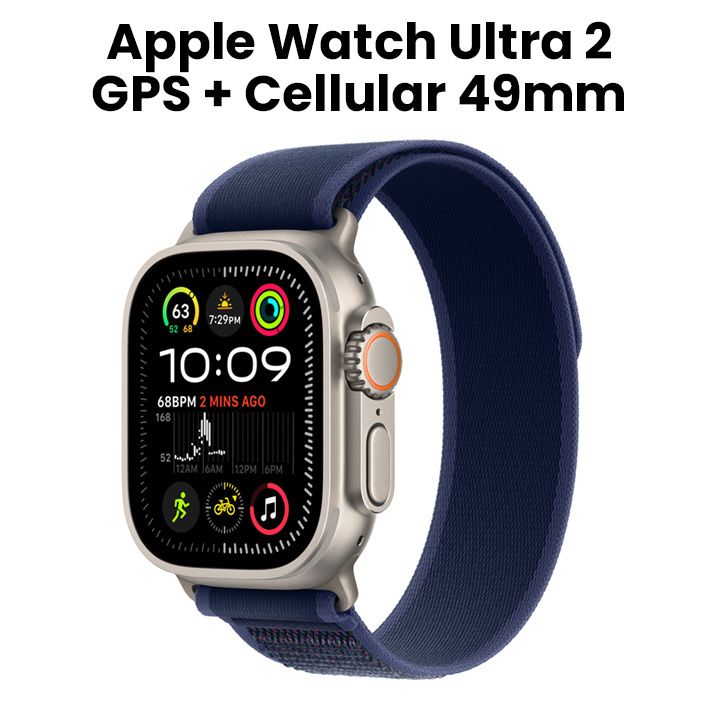 Apple  Watch Ultra 2 GPS + Cellular 49MM Natural Titanium Case With Blue Trail Loop - M/L | MX4L3QA/A