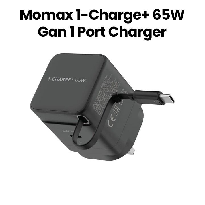 Buy Momax 65W GaN 1-Port Charger with Built-in USB-C Cable Black