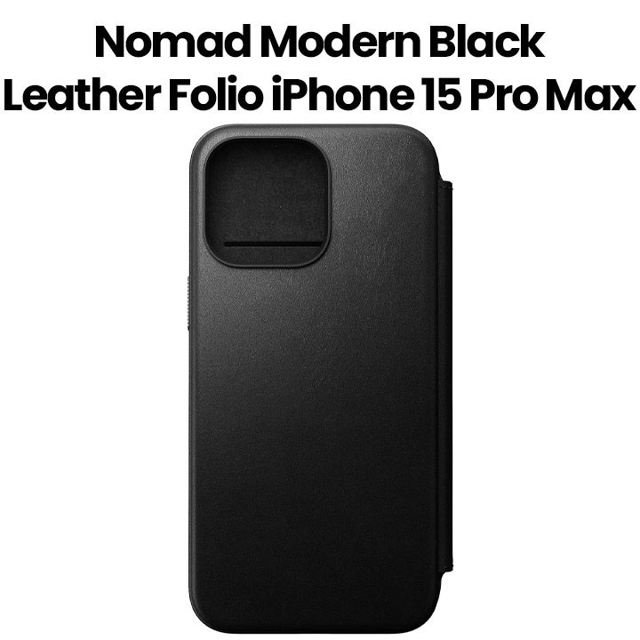NOMAD Modern Leather Folio iPhone 15Pro用 Modern Leather Folio - iPhone 15 Pro Max | Black | Nomad Leather