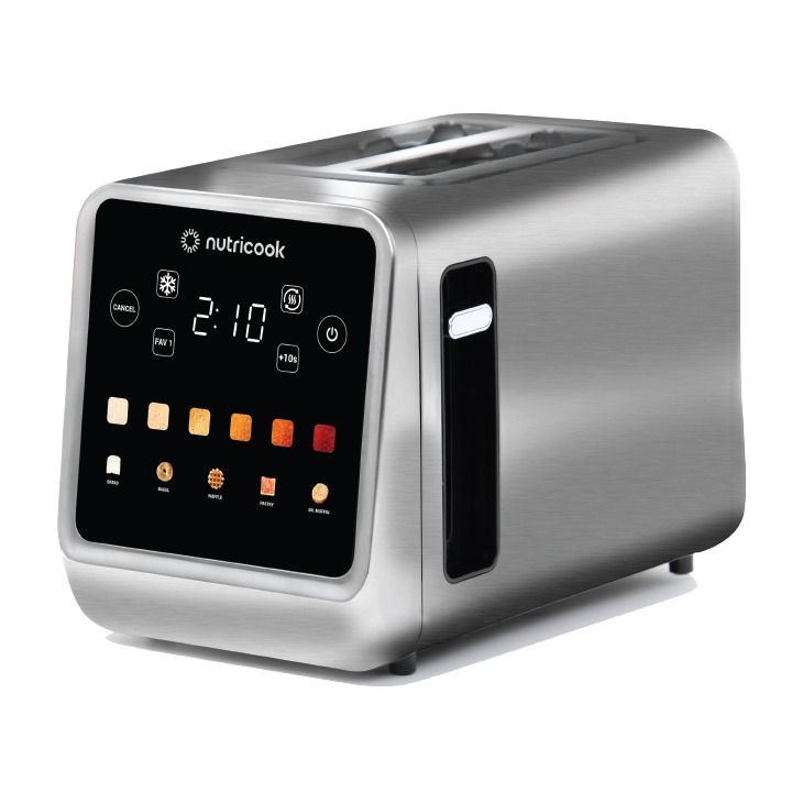 Nutricook Toastie 2-Slice Stainless Steel Digital Toaster – LED Display Controls, 850W Fast Toasting Power, Multiple Browning Levels | NC-TS201
