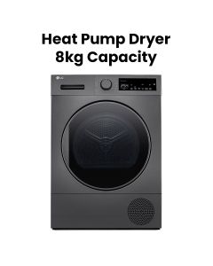 LG Heat Pump Dryer, 8kg Capacity, A++ - Dark Silver Made in Turkey | RH80T2SP7RM 