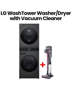 [BUNDLE] LG 2024 WashTower 24'' - 12kg Washer, 10kg Dryer + LG CordZero A9N Lite Cordless Vacuum Cleaner