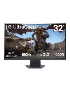 LG 32 UltraGear 1000R curved gaming monitor, QHD, 1ms (GtG, 180Hz, 2024) | 32GS60QC-B