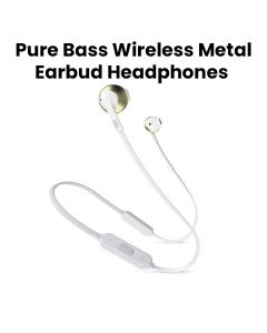 JBL Pure Bass Wireless Metal Earbud Headphones with Mic - Gold | T205BT