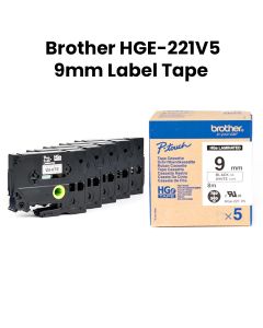 Genuine Brother HGE-221V5 9mm Label Tape