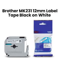 Genuine Brother MK231 12mm Label Tape - Black on White for P-Touch models