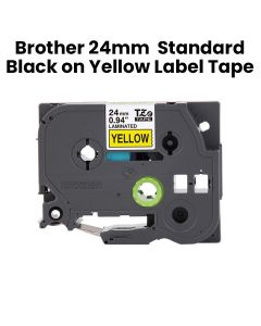 Genuine Brother 24mm Standard Black on Yellow Label Tape | TZE-651