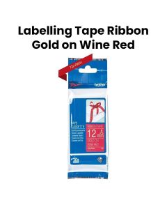 Brother Satin Ribbon Gold On Wine Red  - 12mm - 4M | TZE-RW34