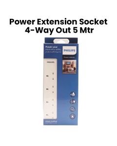 Philips 4-Way Outlet Extension Socket With BS Plug And 5Mtr Power Cord - White(SPN2546WC/56)