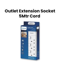 Philips 3-Way Outlet Extension Socket Individual Switch UK Plug 5Mtr Cord - White (SPN2932WC/56)