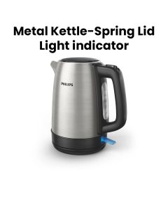 Philips Daily Collection Metal Kettle-Spring Lid, Light indicator | HD9350