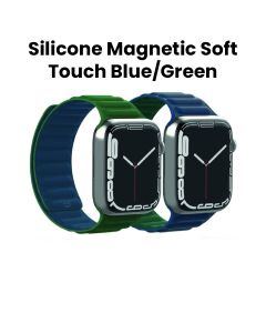 BAYKRON Apple Watch Band 42/44/45mm Premium Silicone Magnetic Soft Touch - Blue/Green | BKR-ST-45-BL.GRN