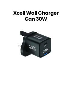 Xcell 30W GaN Charger with Built-in Type-C Cable (1.5M) - Black