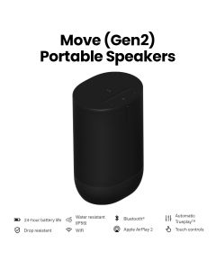 Sonos MOVE 2 Bluetooth & WiFi Portable Home Speaker - Black 