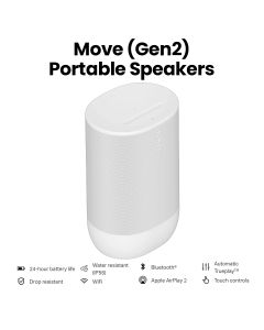 Sonos MOVE 2 Bluetooth & WiFi Portable Home Speaker - White 