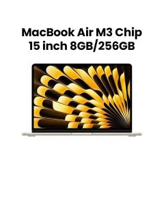 Apple MacBook Air 15-inch 2023 : M3 Chip with 8-core CPU and 10-core GPU, 8GB RAM, 256GB SSD - Starlight | MRYR3AB/A