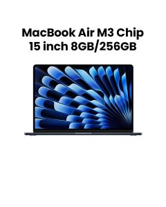 Apple MacBook Air 15-inch 2023 : M3 Chip with 8-core CPU and 10-core GPU, 8GB RAM, 256GB SSD - Midnight | MRYU3AB/A