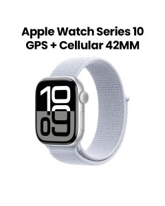 Apple Watch Series 10 GPS + Cellular 42mm Silver Aluminium Case with Blue Cloud Sport Loop | MWX53QA/A