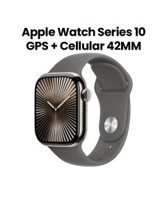 Apple Watch Series 10 GPS + Cellular 42mm Natural Titanium Case with Stone Grey Sport Band - M/L | MWXE3QA/A
