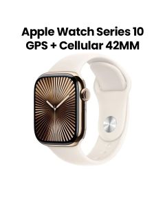 Apple Watch Series 10 GPS + Cellular 42mm Gold Titanium Case with Starlight Sport Band - M/L | MX073QA/A