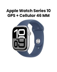 Apple Watch Series 10 GPS + Cellular 46mm Silver Aluminium Case with Denim Sport Band S/M| MWY03QA/A