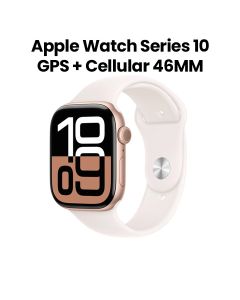 Apple Watch Series 10 GPS + Cellular 46mm Rose Gold Aluminium Case with Light Blush Sport Band - M/L | MWY73QA/A