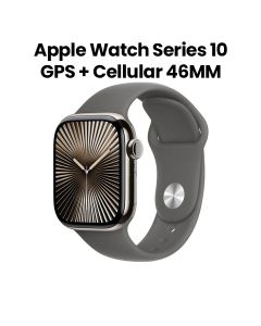Apple Watch Series 10 GPS + Cellular 46mm Natural Titanium Case with Stone Grey Sport Band - M/L | MWYA3QA/A